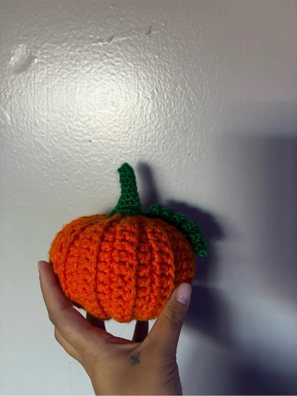 Handmade Orange Crochet Pumpkin with Green Stem - Home Accents